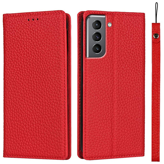 Husă din piele pentru Samsung Galaxy S22, ERBORD Grain Leather, roșu