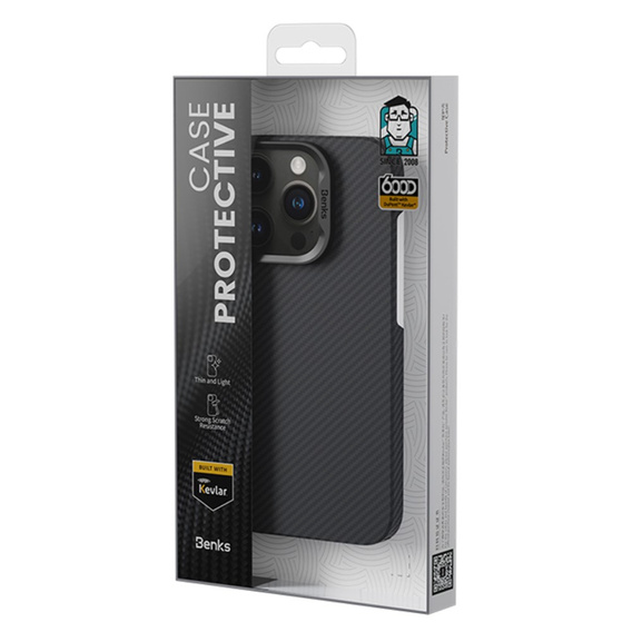 Carcasa BENKS Kevlar pentru iPhone 15 Plus, Carbon Fiber, negru