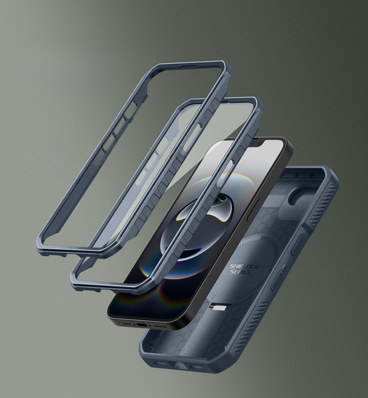 Carcasă blindată pentru iPhone 16e, Dexnor CamProtect MagSafe, albastru