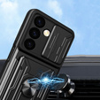 Husă blindată pentru Samsung Galaxy S24, Camera Slide Card Slot, negru