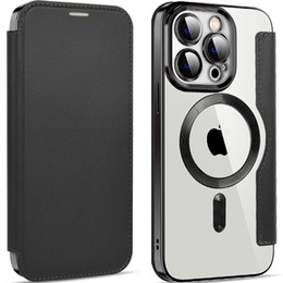 Cu clapetă pentru iPhone 13 Pro, RFID Wallet MagSafe CamShield, negru