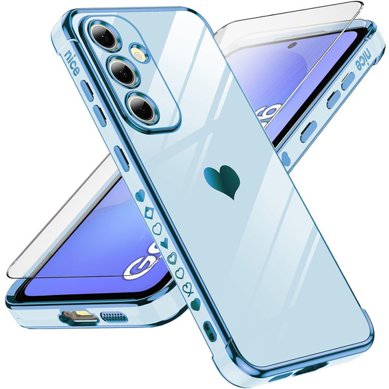 Carcasa pentru Samsung Galaxy A36, Electro heart, albastru + sticlă 9H