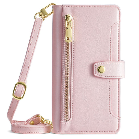 Cu clapetă pentru Samsung Galaxy A54 5G, Wallet Zipper Pocket, roz