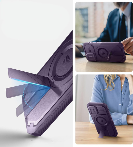 Carcasă blindată pentru iPhone 16, Dexnor CamProtect MagSafe, violet