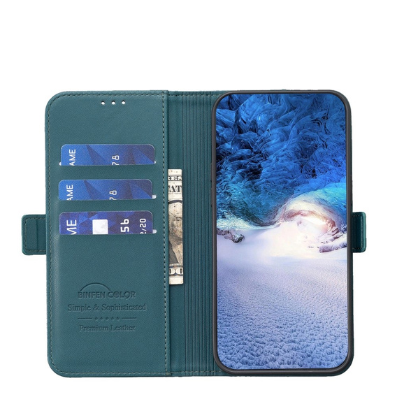 Husa cu clapetă pentru Xiaomi Redmi Note 13 5G, BINFEN Wallet, verde