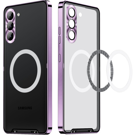 Carcasă de protecție pentru camera foto pentru Samsung Galaxy S23 Plus, CamShield MagSafe, transparent / violet