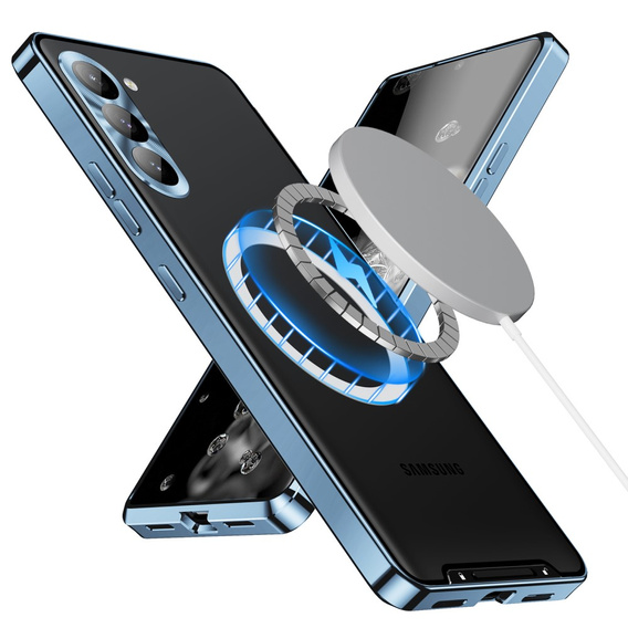 Carcasă de protecție pentru camera foto pentru Samsung Galaxy S23, CamShield MagSafe, transparent / albastru