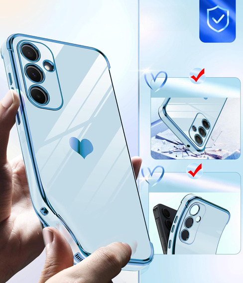 Huse pentru Samsung Galaxy A54 5G, Electro heart, albastru + 2x sticlă 9H