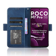 Cu clapetă pentru Xiaomi Poco M7 Pro 5G, Card Slot, albastru închis