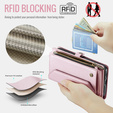 Husă CASEME pentru Samsung Galaxy S25 FE, RFID Leather Wallet, cu curea de umăr, roz
