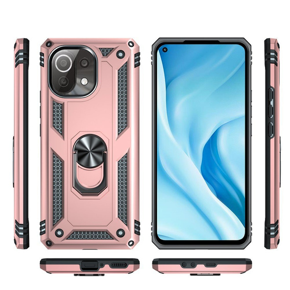 Husă blindată pentru Xiaomi Mi 11 Lite / Mi 11 Lite 5G / 11 Lite 5G NE, Nox Case Ring, roz rose gold