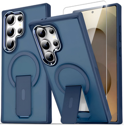 Husă pentru Samsung Galaxy S25 Ultra, Kickstand Matt Case, pentru MagSafe, albastru + Sticlă ecran