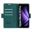 Husă pentru Oppo Reno 13 Pro, ERBORD Glossy Litchi, portofel cu clapetă, verde