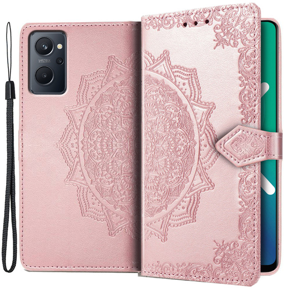 Cu clapetă pentru Realme 9i / Oppo A96, Mandala, roz rose gold