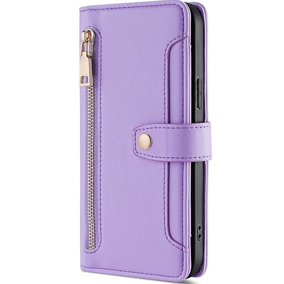 Cu clapetă pentru Samsung Galaxy S23, Wallet Zipper Pocket, violet