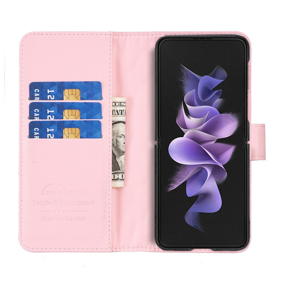 Cu clapetă pentru Samsung Galaxy Z Fold6 5G, Wallet, BINFEN COLOR, roz
