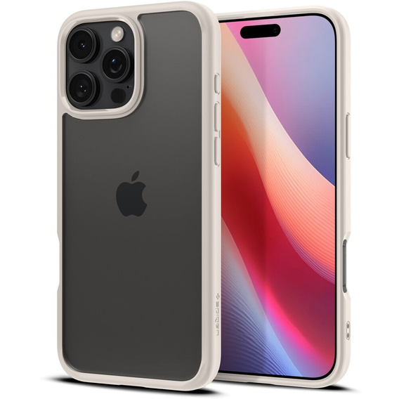 Carcasa Spigen pentru iPhone 16 Pro Max, Ultra Hybrid, transparent / titan + sticlă temperată 9H