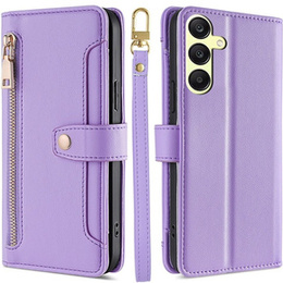 Cu clapetă pentru Samsung Galaxy A25 5G, Wallet Zipper Pocket, violet