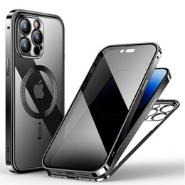 Husă pentru iPhone 14 Pro, Privacy Dual Glass, pentru MagSafe, negru