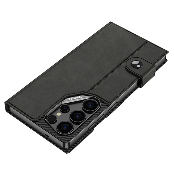 Husă tip portofel cu slot pentru carduri GKK pentru Samsung Galaxy S26 Ultra, negru carbon