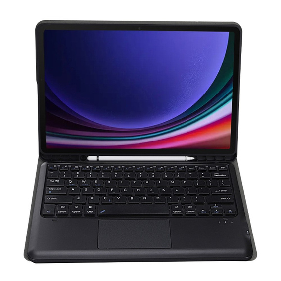 Carcasă + tastatură Samsung Galaxy Tab S9+, Leather Pen Slot TouchPad, negru