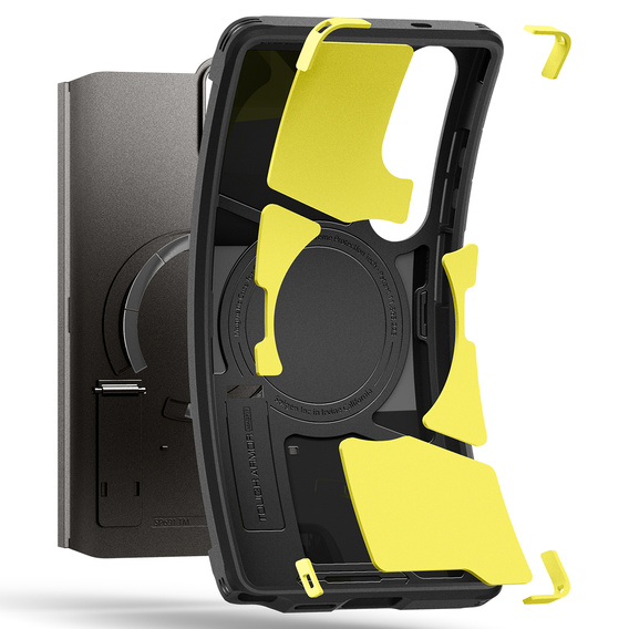 Carcasa Spigen pentru Samsung Galaxy S25 Ultra, Tough Armor Mag MagSafe, gri + 9H Tempered Glass