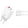 Încărcător de rețea XO CE12, USB-C, 20W + cablu USB-C - Lightning, alb