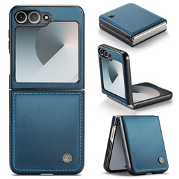 Husă pentru Samsung Galaxy Z Flip7 FE / Z Flip6, CASEME Litchi Leather, albastru