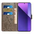 Cu clapetă pentru Xiaomi Redmi Note 13 Pro+, Butterfly, gri