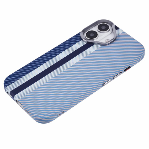 Carcasa pentru iPhone 16, Carbon Fiber MagSafe, albastru