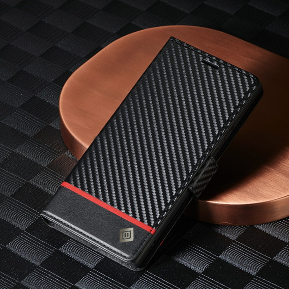 Cu clapetă pentru Samsung Galaxy S23 Ultra, Carbon LC.IMEEKE, negru
