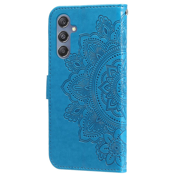 Cu clapetă pentru Samsung Galaxy M34 5G, Mandala Flower, albastru