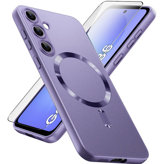 Carcasă pentru Samsung Galaxy A36, ColorMag, pentru MagSafe, violet + sticlă călită 9H