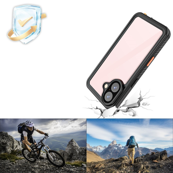 Husă impermeabilă IP68 pentru iPhone 16, negru