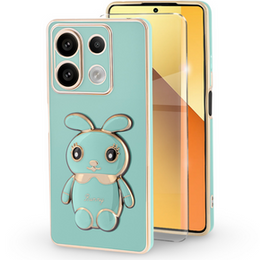 Carcasă pentru Xiaomi Redmi Note 13 5G, Rabbit, verde + sticlă călită 9H