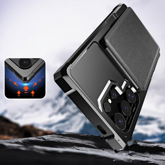 Husa pentru Samsung Galaxy S25 Ultra, Card Holder Kickstand, negru