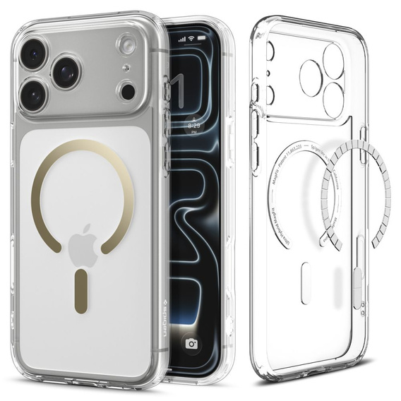 Carcasă Spigen pentru iPhone 17 Pro Max, Ultra Hybrid MagSafe, transparentă / aurie