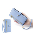 Cu clapetă pentru iPhone 14 Pro, Wallet Zipper Pocket, albastru
