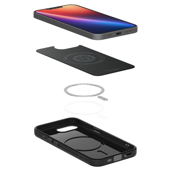 Carcasa Spigen pentru iPhone 16E, Liquid Air, negru + 9H Tempered Glass