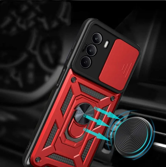 Husă blindată pentru Realme C71, CamShield Slide, roșu