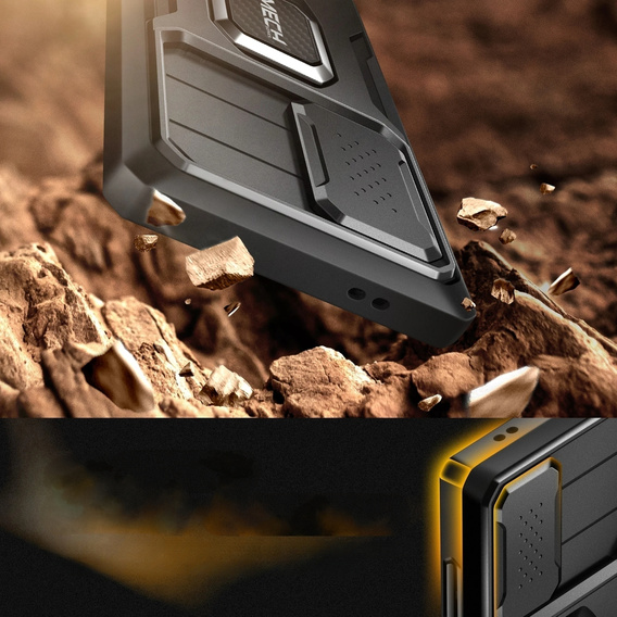 Carcasă pentru Samsung Galaxy S24, seria Tongate MECH cu suport, negru