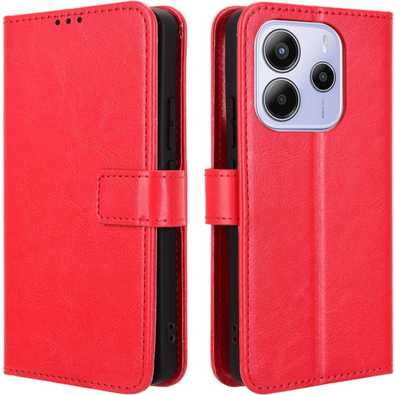 Cu clapetă pentru Xiaomi Redmi Note 14 4G, Crazy Horse Wallet, roșu