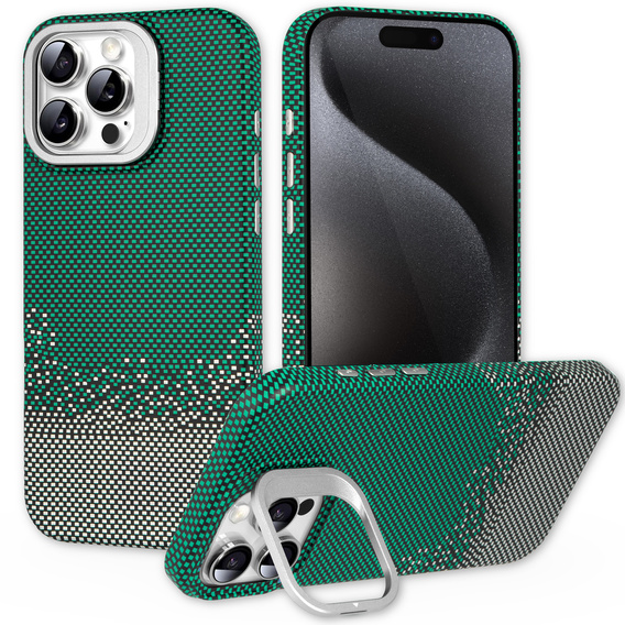 Carcasă pentru iPhone 15 Pro, cadru Kickstand, pentru MagSafe, Sand Green