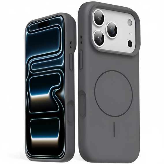 Manșon din silicon pentru iPhone 17 Pro, pentru MagSafe, antișoc, gri