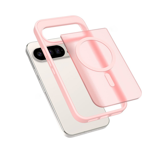 Carcasă Matt pentru Google Pixel 10 / 10 Pro, pentru MagSafe, roz translucid