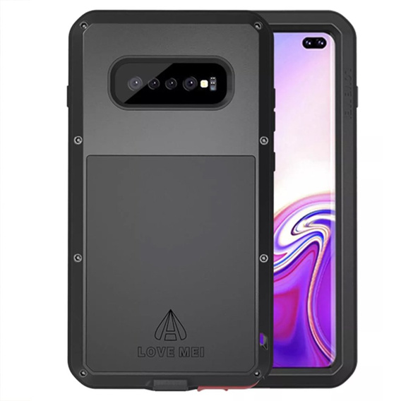 Love Mei Huse pentru Samsung Galaxy S10 Plus, armored with glass, negru