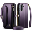 Husă CASEME pentru Samsung Galaxy A56 5G, RFID Leather Wallet, cu curea de umăr, violet