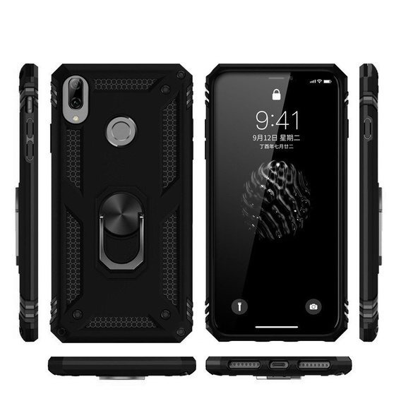 Husă blindată pentru Huawei P20 Lite, Nox Case Ring, negru