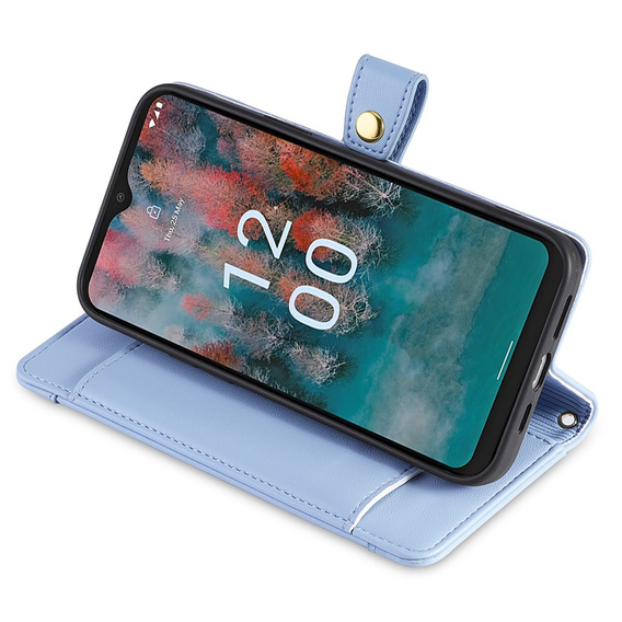 Cu clapetă pentru Nokia G42, Wallet Zipper Pocket, albastru