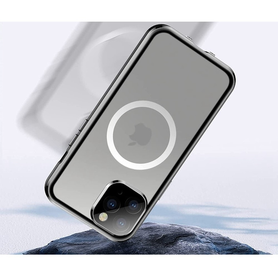 Carcasa Magnetic Dual Glass MagSafe pentru iPhone 12 Pro Max, negru